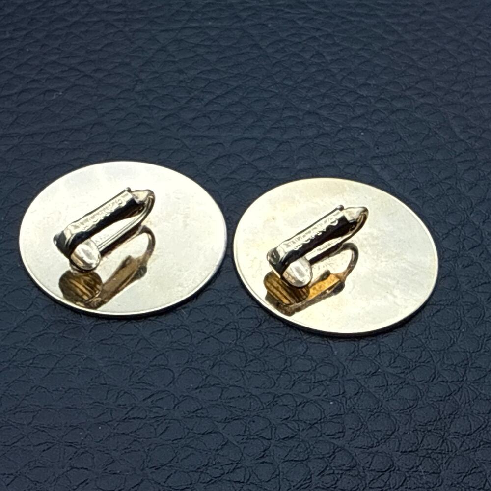 Vintage Avon Clip On Earrings 1980s Abstract Geometric Gold Tone White Enamel - Picture 5 of 7